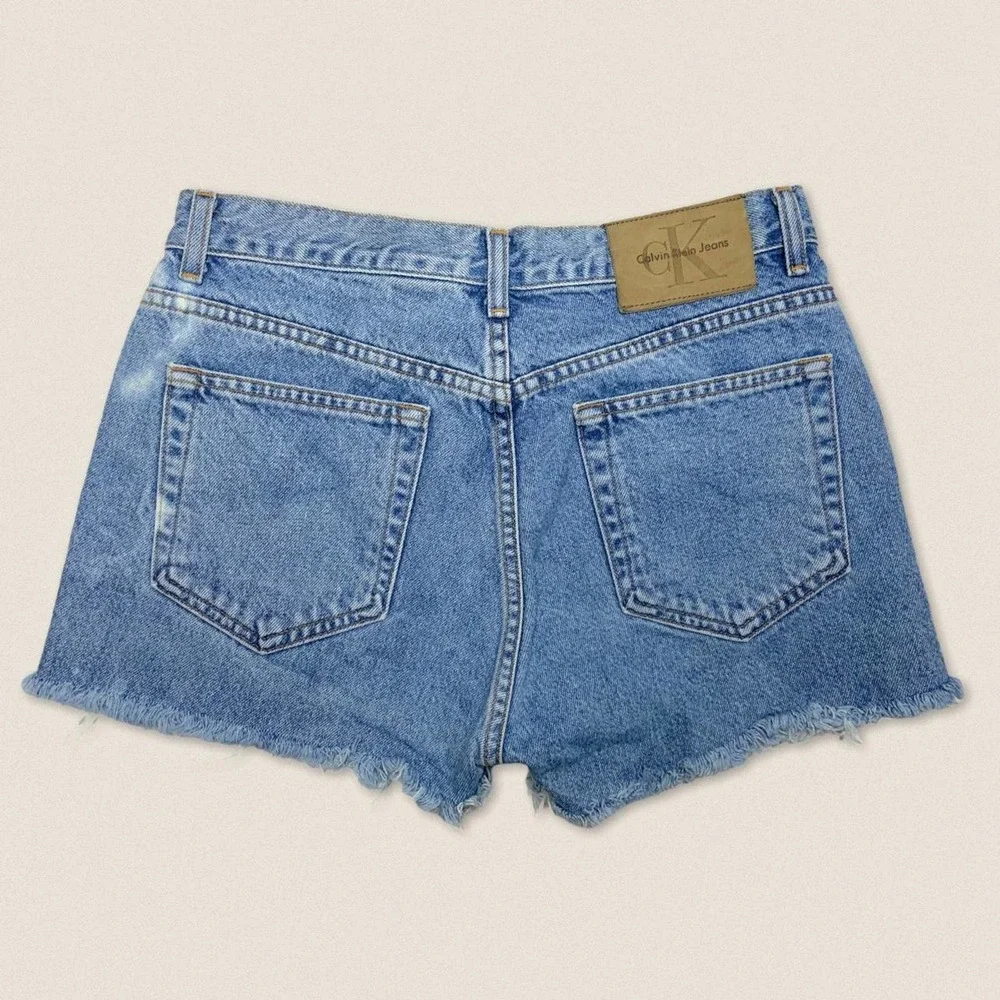 Vintage 90s Calvin Klein Denim Shorts Distressed cutoffs size 30”